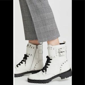 NWOT Sam Edelman White Leather Combat Boots